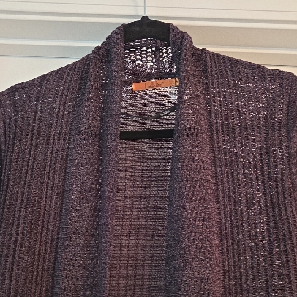 Belldini Brown And Black Open-Knit Cardigan